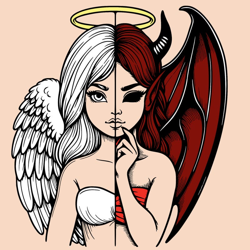 realistic angel half demon