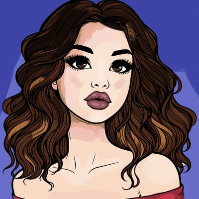 realistic girl with wavy hair and lips
