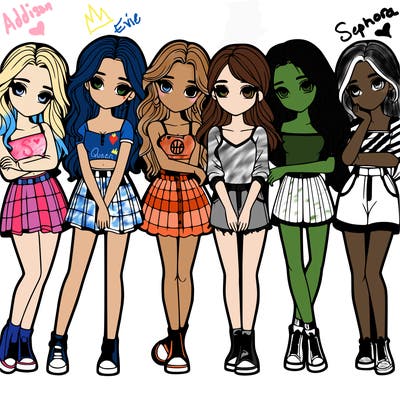 a group of girls realistic