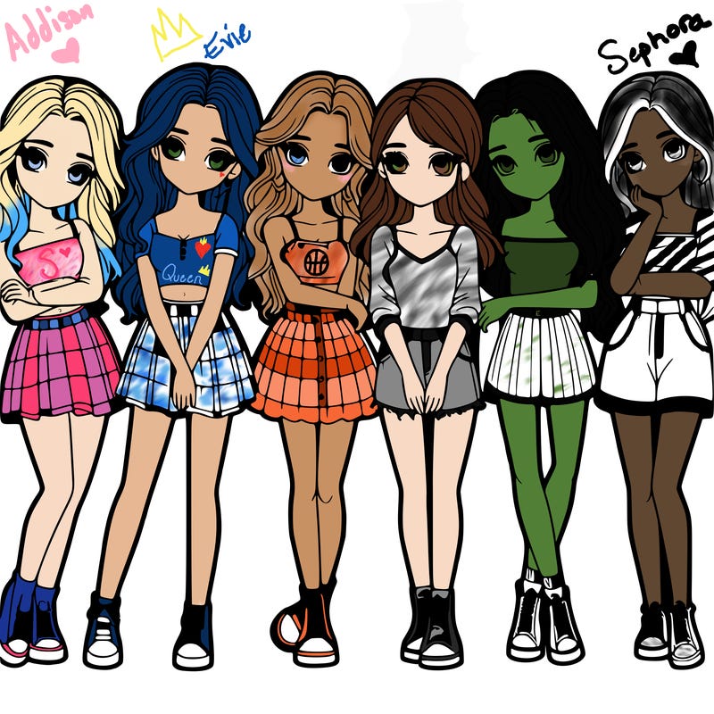 a group of girls realistic