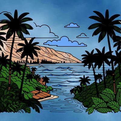 view of the ocean in hawaii lots of palm trees and beautiful view