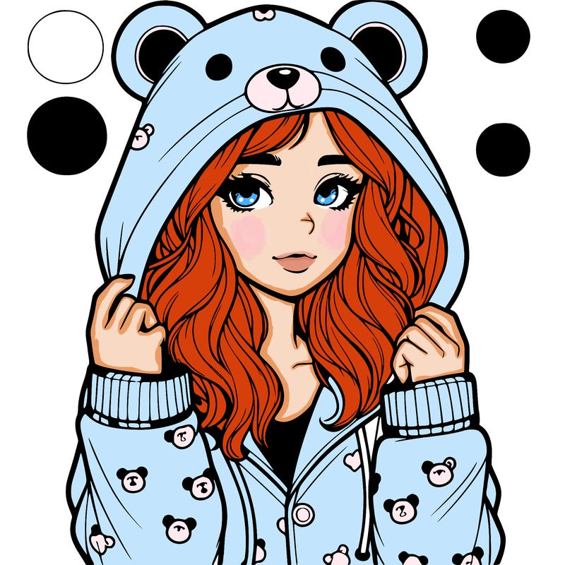 realistic girl in a animal pjs hoodie