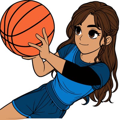 realistic girl playing basketball