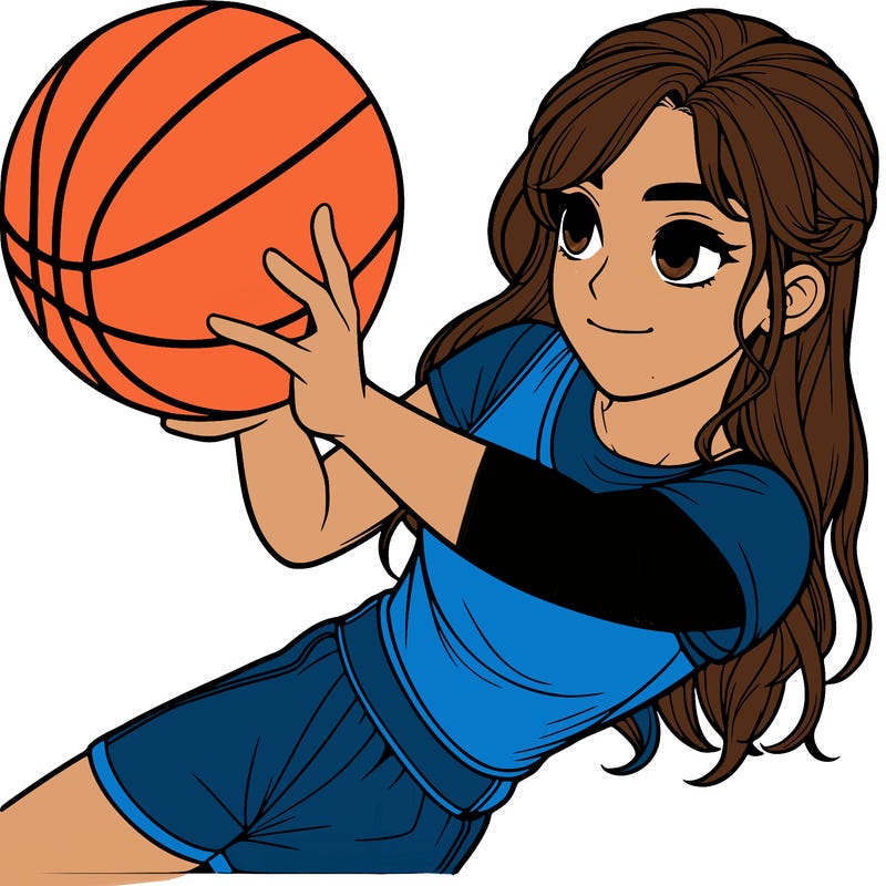 realistic girl playing basketball