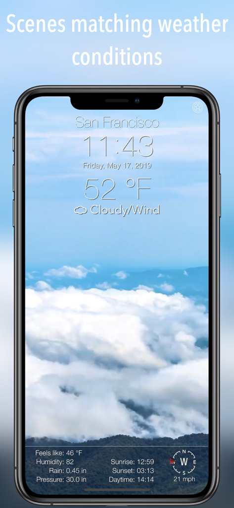 14 Day Weather Forecast - 14 Day Weather Forecast app showing San Francisco weather with a cloudy mountain background
