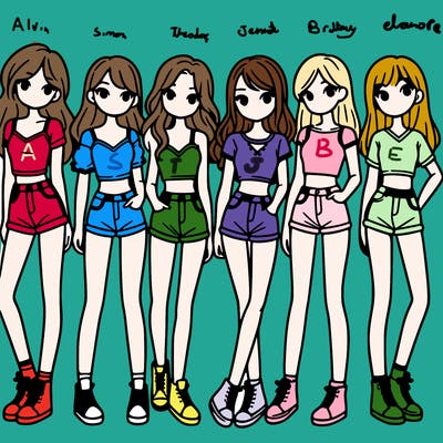 a group of girls wearing crop tops and shorts