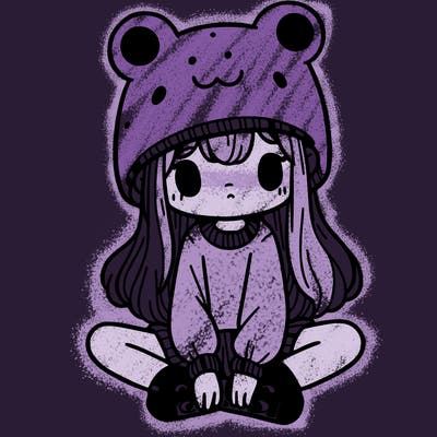 a girl wearing a frog hat and some frog socks