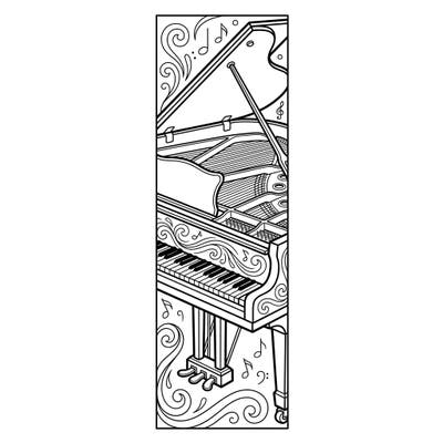 Immerse yourself in the world of classical music with this exquisite grand piano bookmark coloring page. Its elegant design, featuring intricate details and musical motifs, offers a relaxing and rewarding artistic experience.