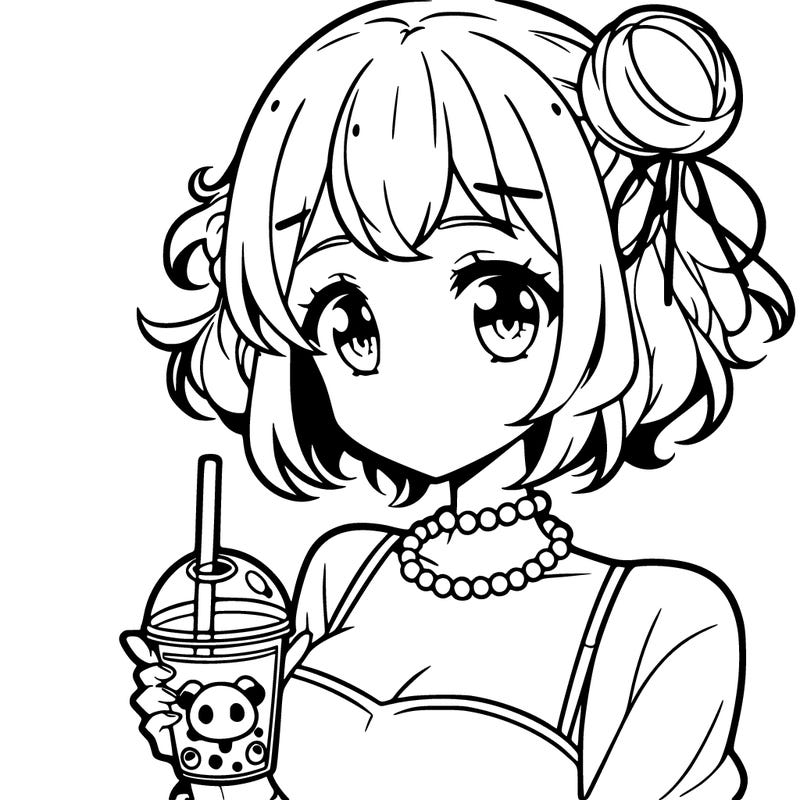 an anime girl with boba