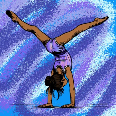 realistic gymnastic hand stand girl in four splits