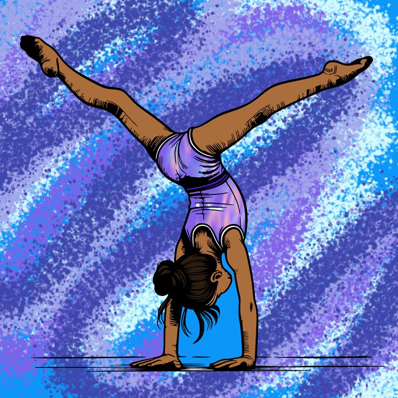 realistic gymnastic hand stand girl in four splits