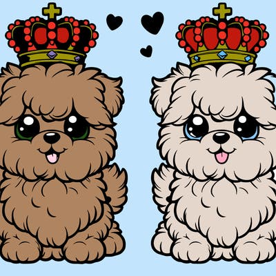 cute hard  colouring fluffy dog with crown