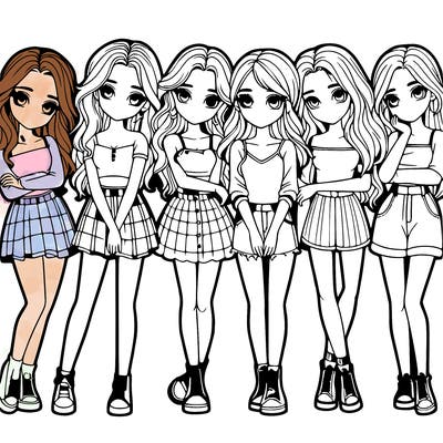 a group of girls realistic