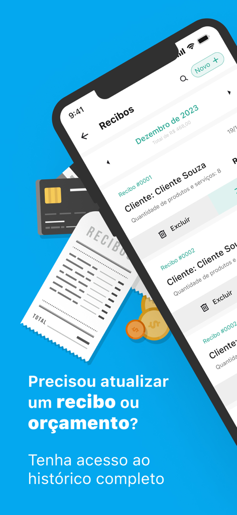 スマートフォンの画面に、中小企業オーナー向けのデジタル請求書のリストが表示されています