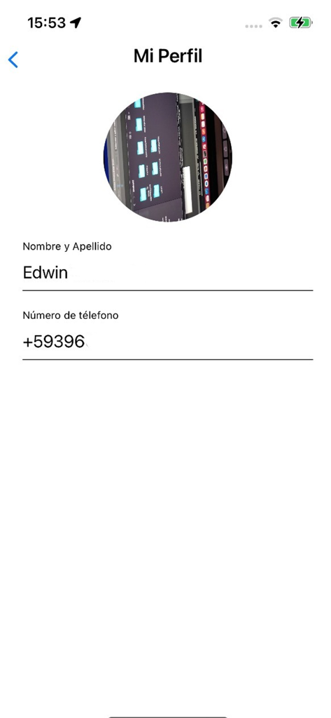 Pantalla de perfil de usuario de la aplicación Fedotaxi pasajero que muestra campos de información personal