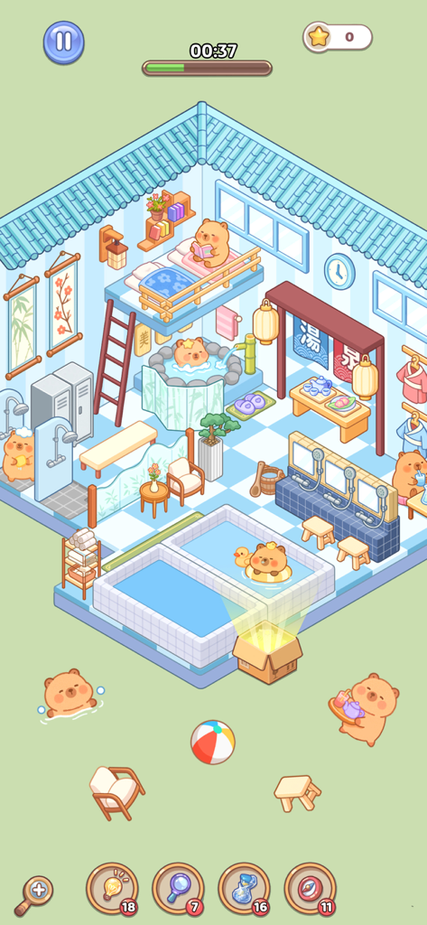 Cute bears relaxing in a decorated bathhouse spa in Room Decor Lovely Home