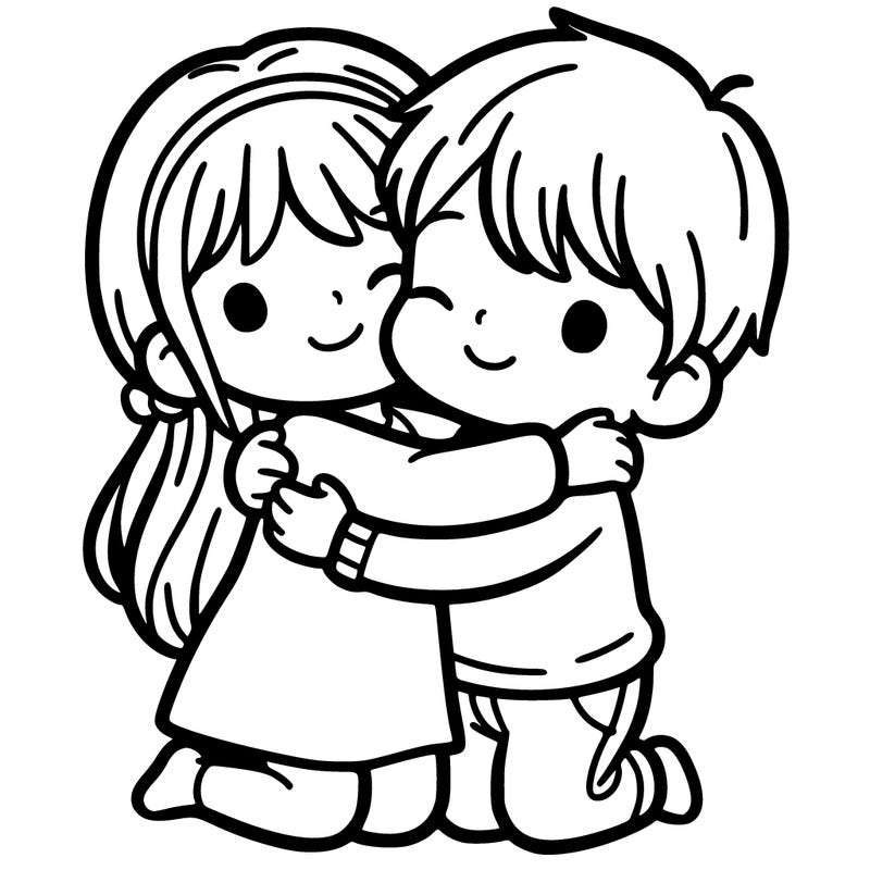 sister and a brother hugging