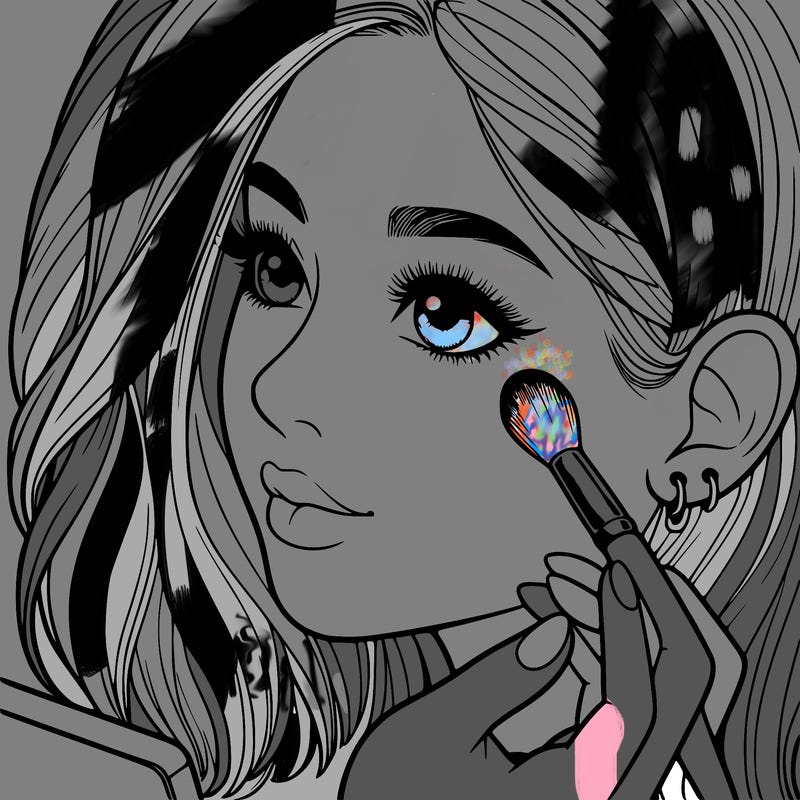 a realistic girl doing her makeup