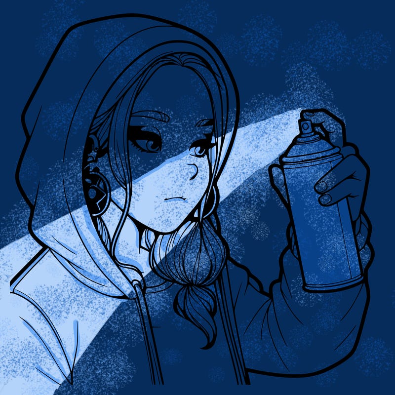 a realistic girl, spray painting