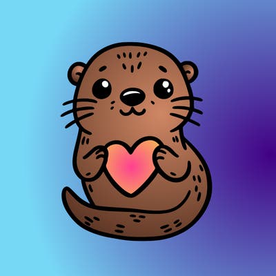 otter with a heart