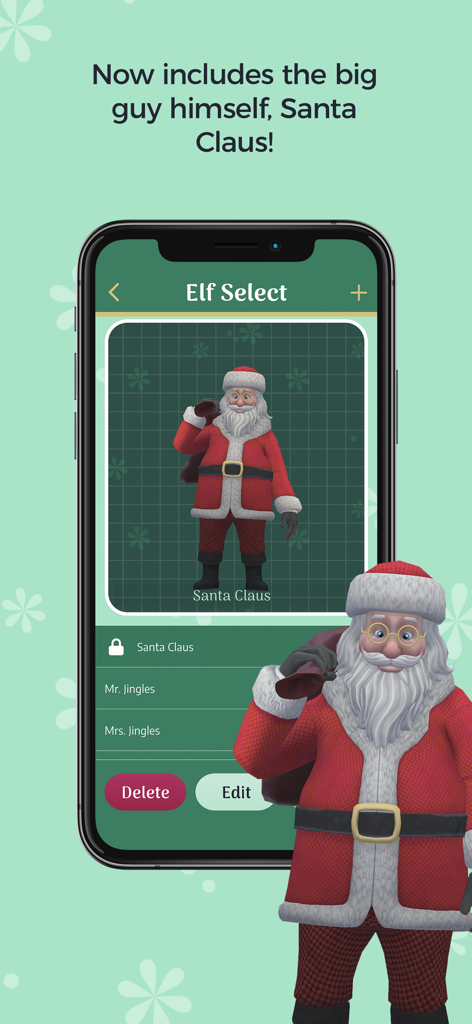 Elf Studio - Schermata di selezione di Babbo Natale nell'app Elf Studio.