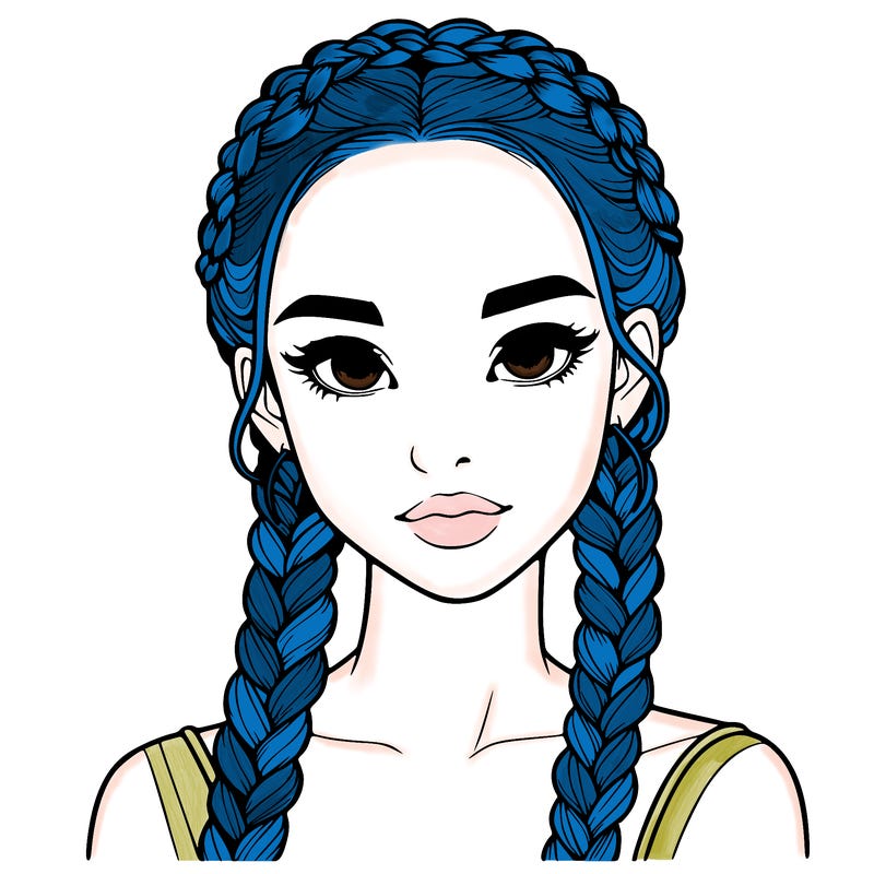 realistic girl with braids