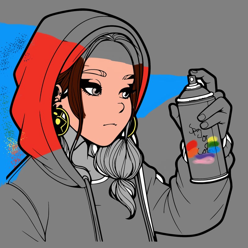 a realistic girl, spray painting