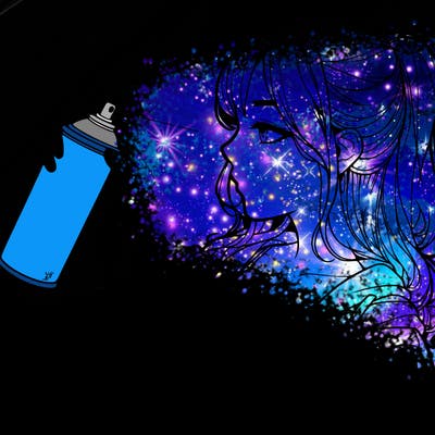 a realistic girl spray, painting