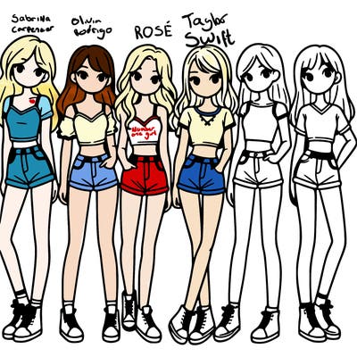 a group of girls wearing crop tops and shorts