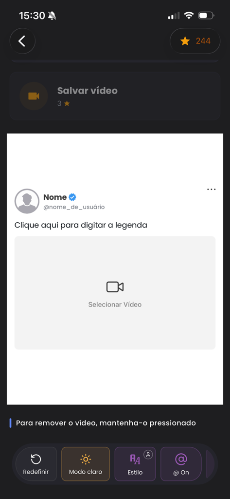 Quotes creator - DudoPost - Interface of the DudoPost app showing a social media post template for adding text and video.