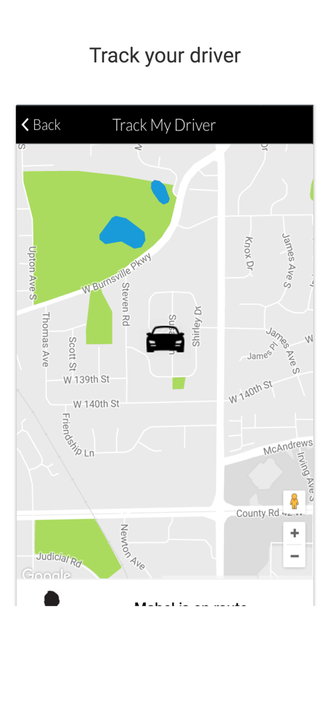 Tela de rastreamento do motorista em tempo real mostrando a localização de um veículo em um mapa dentro da interface do aplicativo Agendar Viagens Passageiro