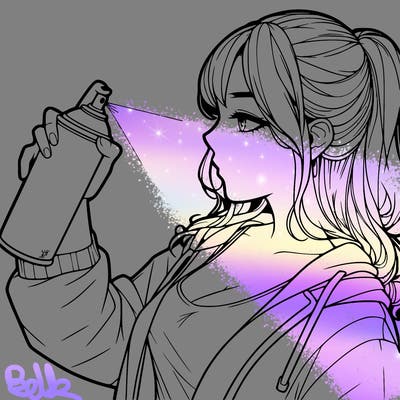 a realistic girl spray, painting