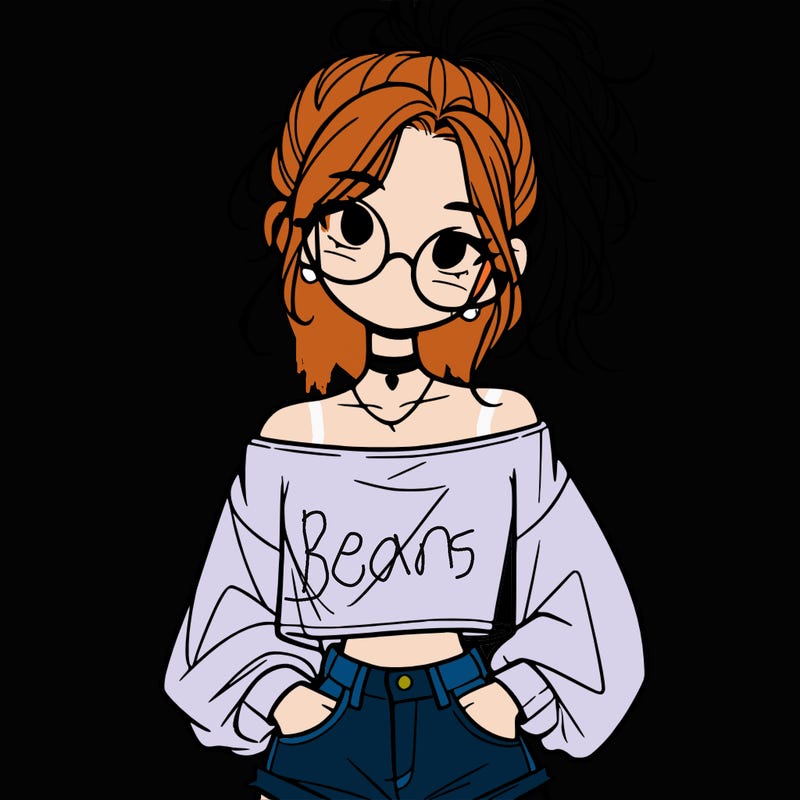 girl with a messy ponytail glasses a baggy crop top and jean shorts