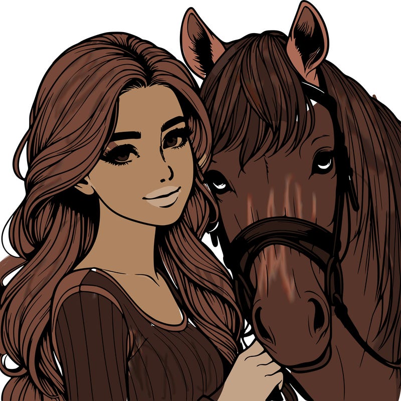 realistic girl with horse