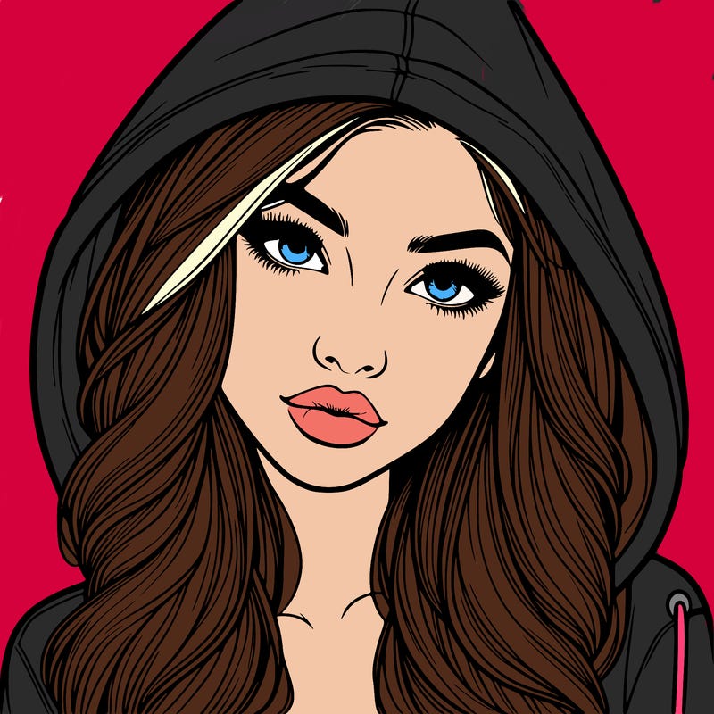 realistic beautiful girl with a hood on