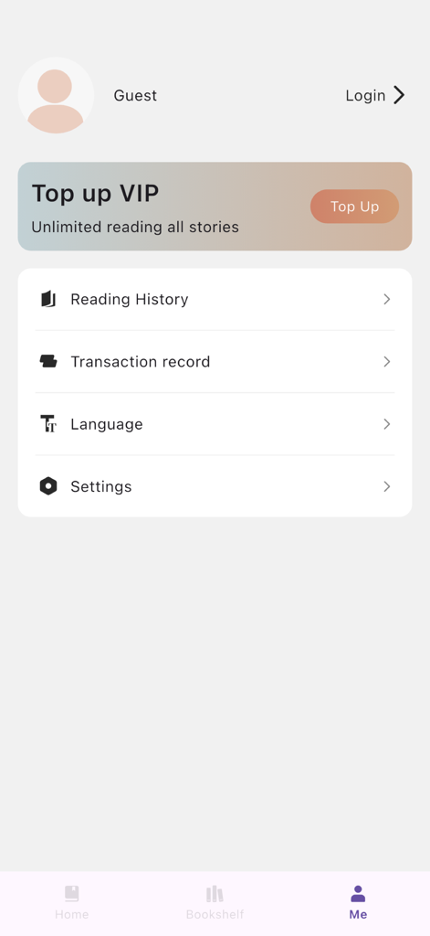 MotoNovel - MotoNovel app user profile screen featuring a VIP subscription banner and account settings menu.