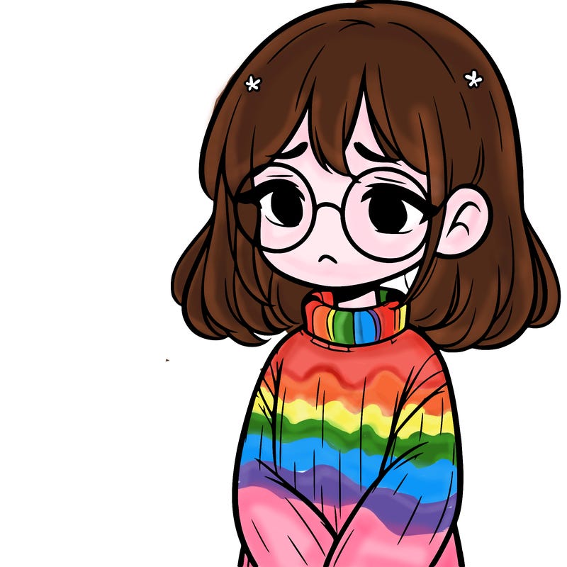 sad girl with glasses in a sweater