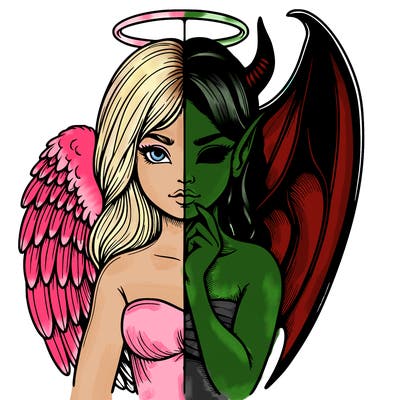 realistic angel half demon