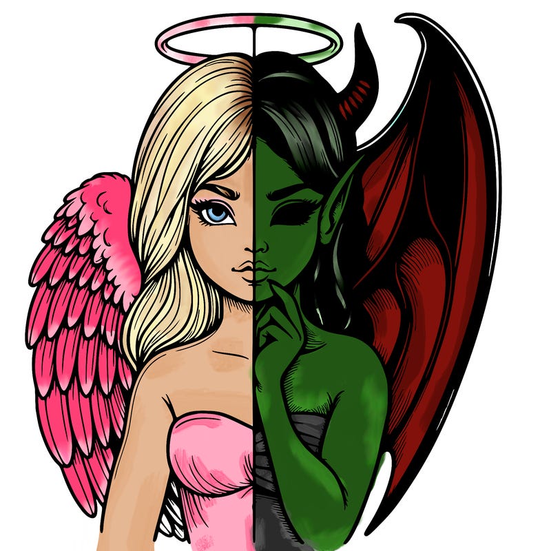 realistic angel half demon