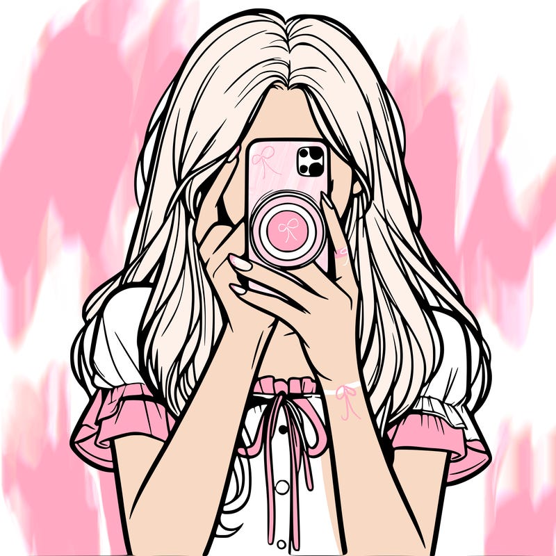 a realistic girl holding her phone taking pictures