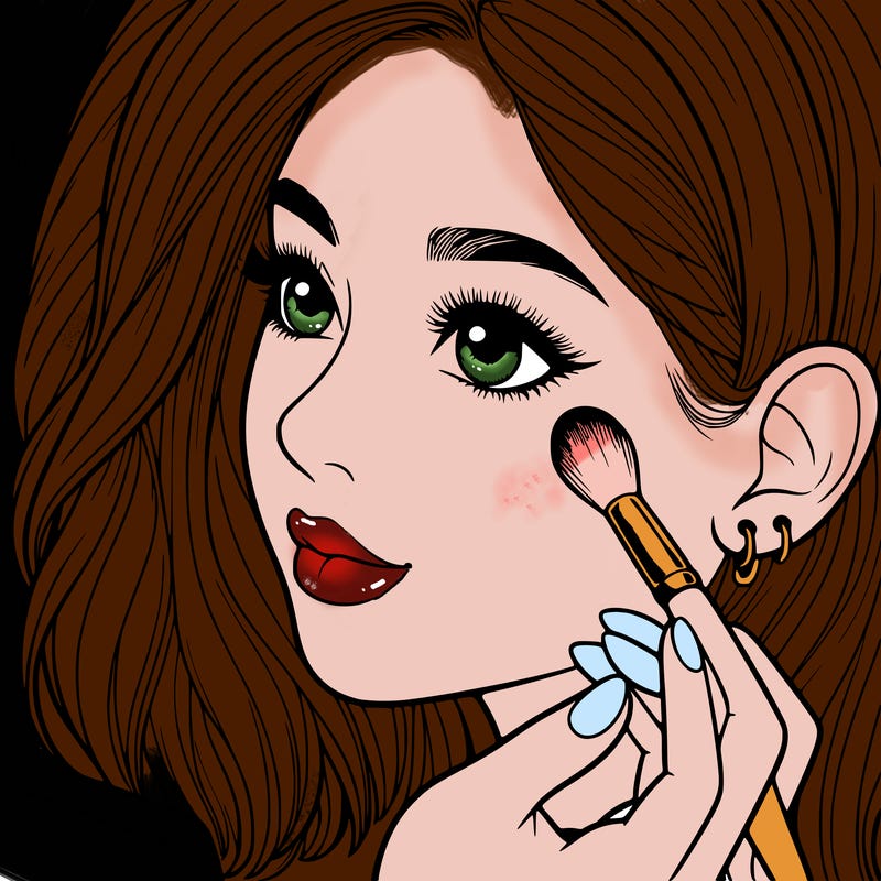 a realistic girl doing her makeup