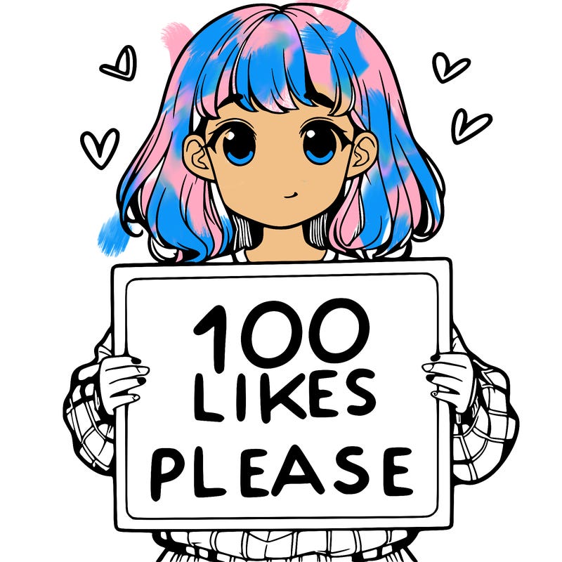 a girl holding a sign saying 100 likes please