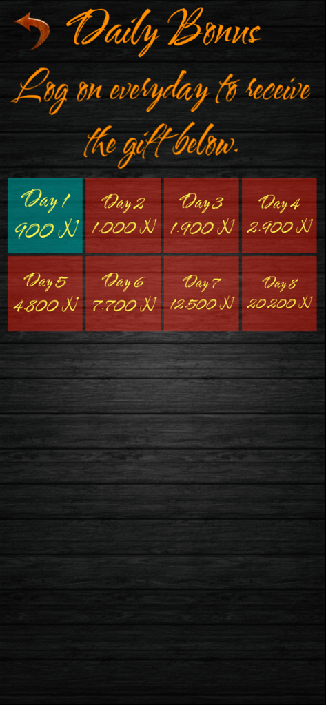 Chinese Chess Xiangqi app daily bonus screen showing eight days of login rewards.