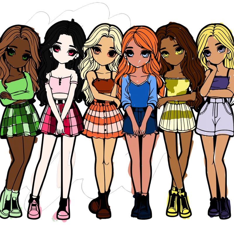 a group of girls realistic