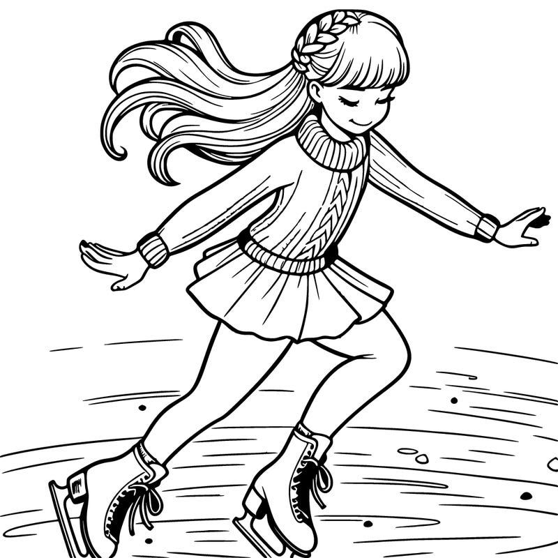 realistic girl doing figure skating on ice