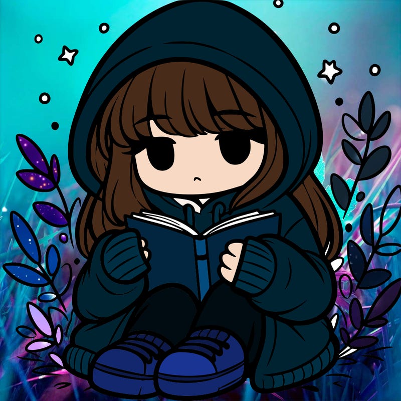 girl in oversized hoodie reading a book