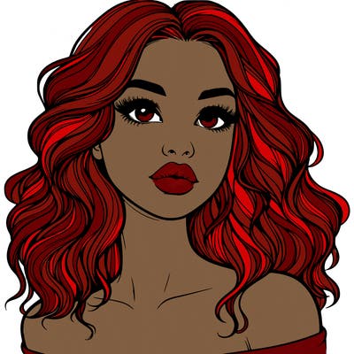 realistic girl with wavy hair and lips