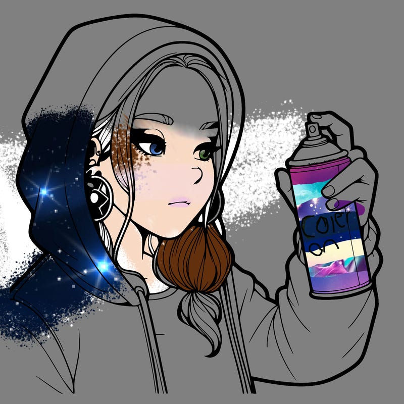 a realistic girl, spray painting
