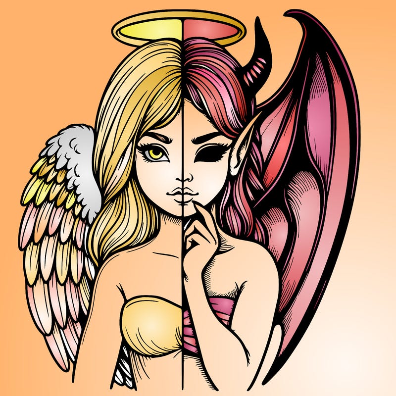 realistic angel half demon