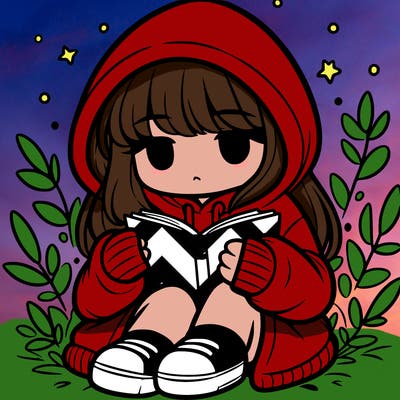 girl in oversized hoodie reading a book